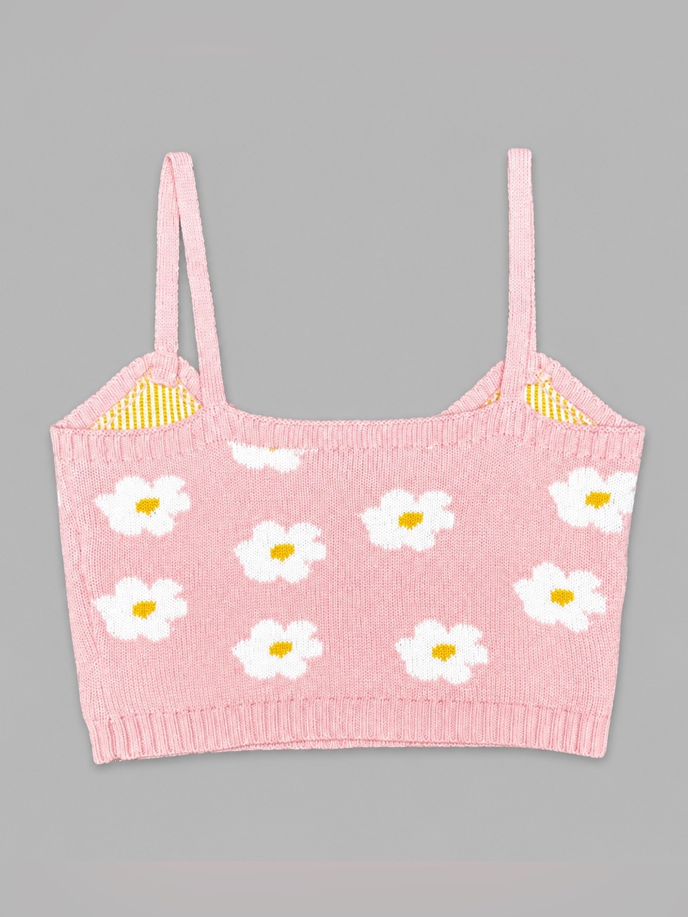 Altar’d State Pink Daisy Cropped Sweater Tank Top Size Small - Picture 4 of 6